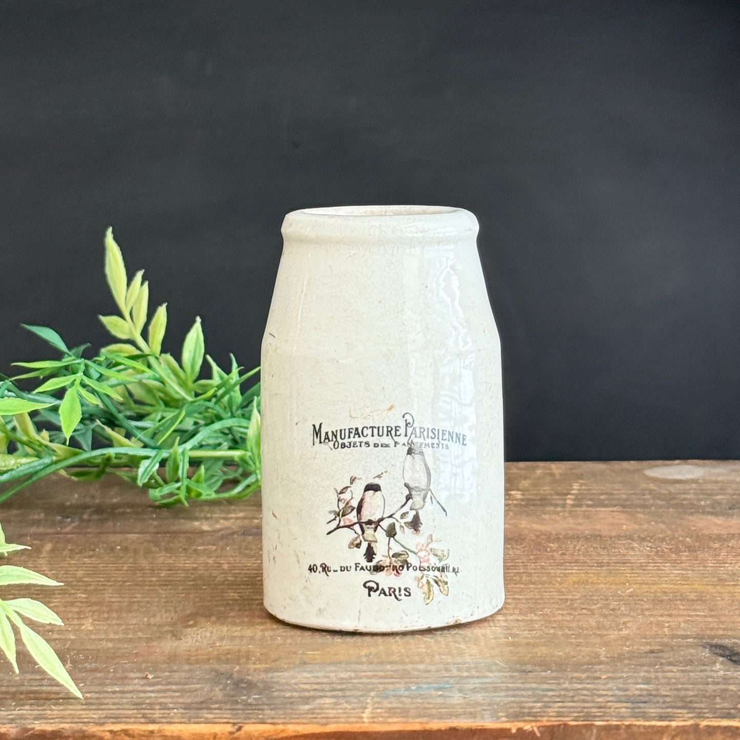 Ironstone Creamer with Birds + French Typography