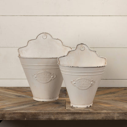 White Metal Wall Buckets