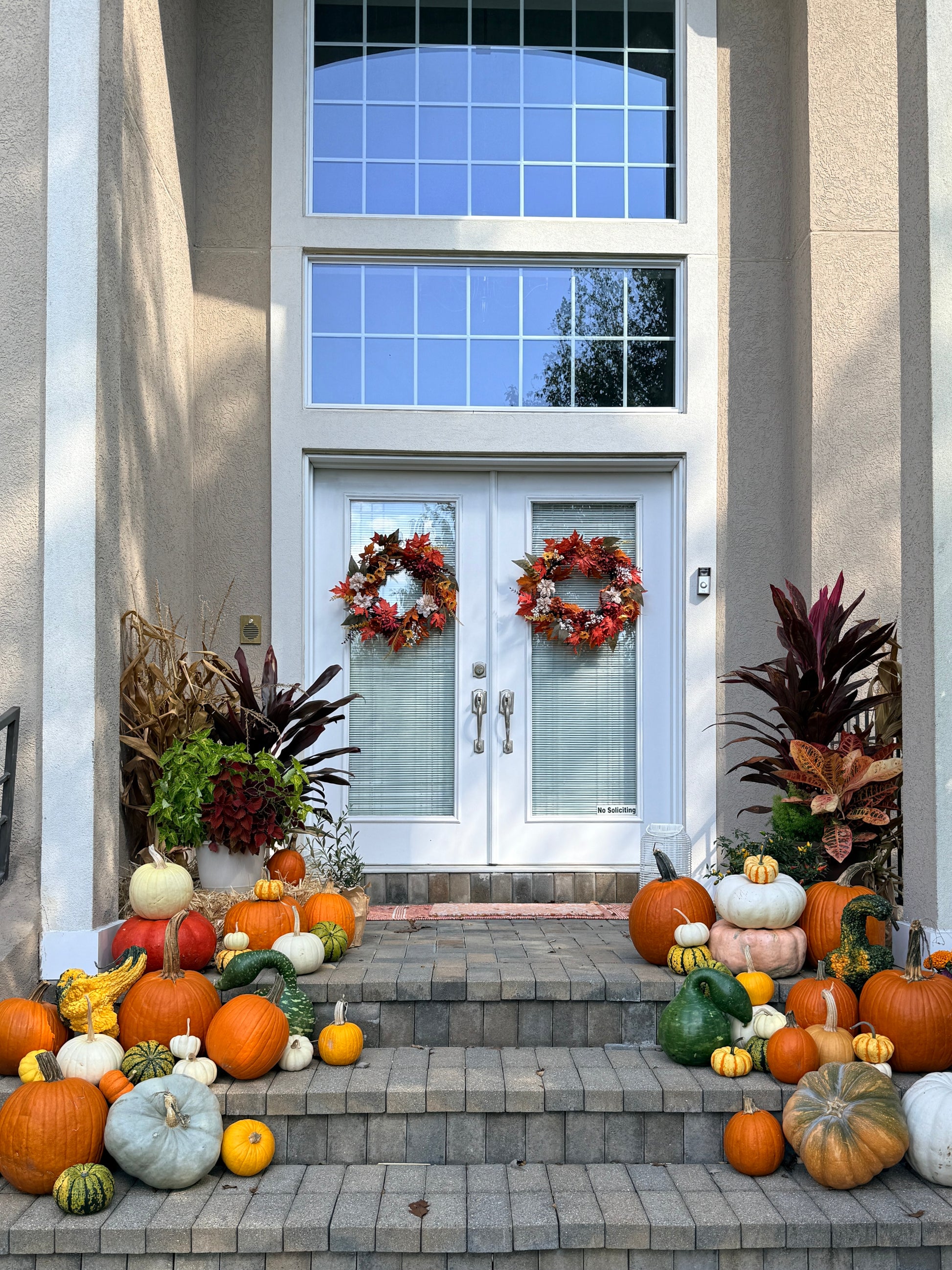 fairy dust and rust fall porch decoration pumpkins