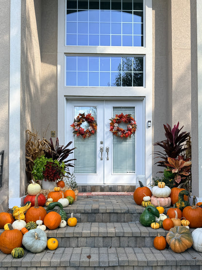 fairy dust and rust fall porch decoration pumpkins