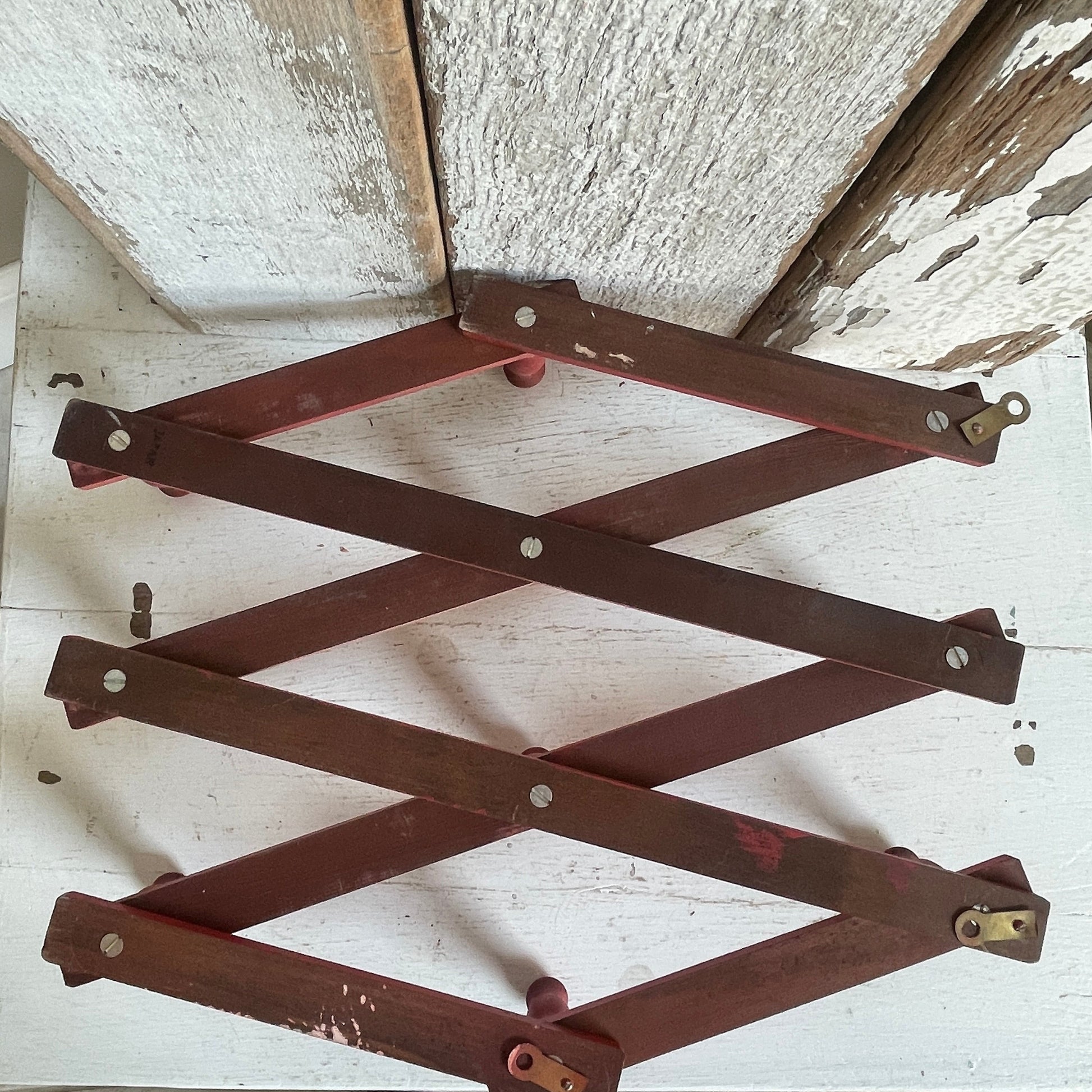 Vintage Red Accordion Peg Rack – Fairy Dust and Rust