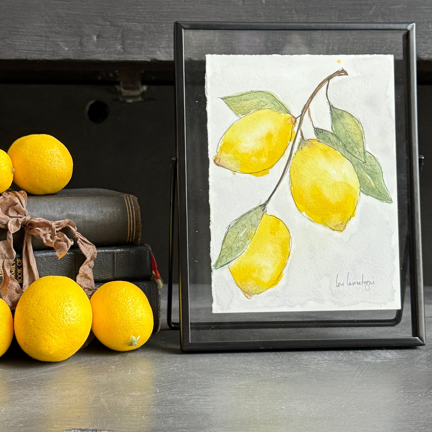 Golden Lemons I – Original Watercolor Painting