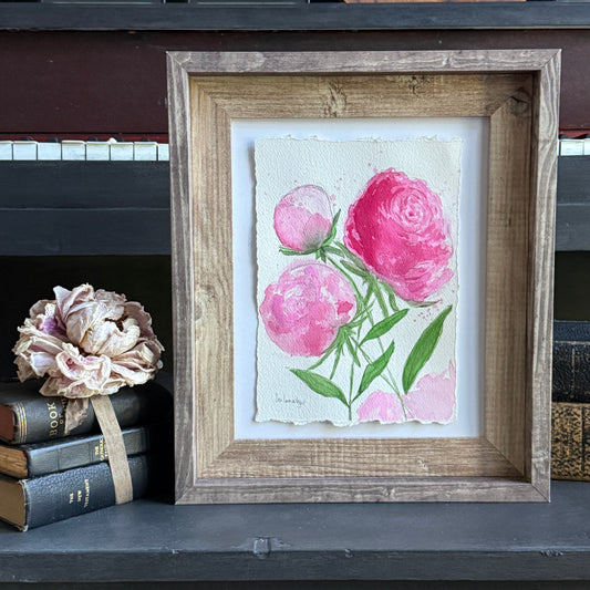 Blushing Peonies IV – Original Watercolor Painting