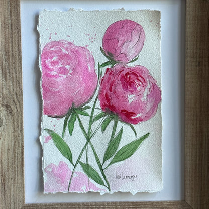 Blushing Peonies III – Original Watercolor Painting