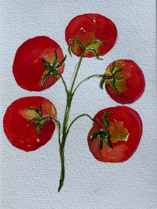 Illustration of red tomatoes on a white background
