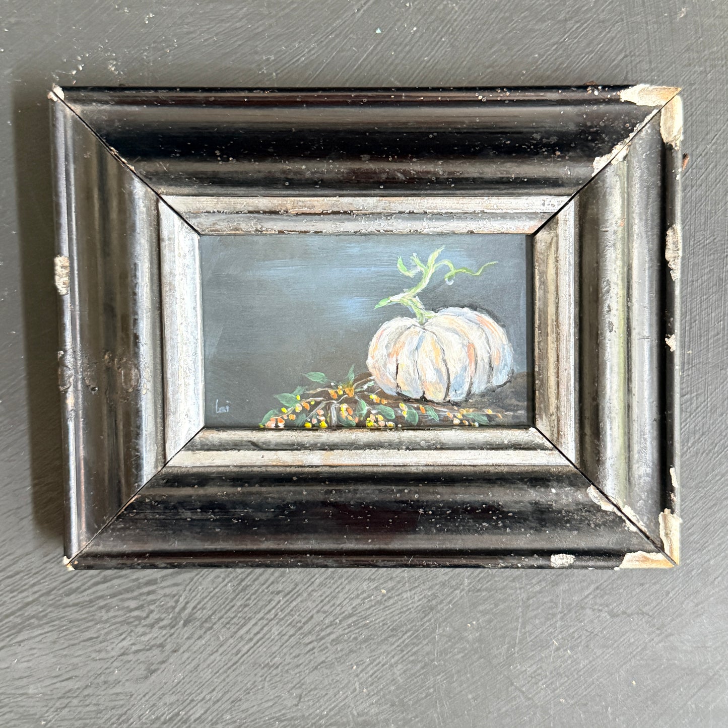 White Heirloom Pumpkin with Bittersweet – Original Painting