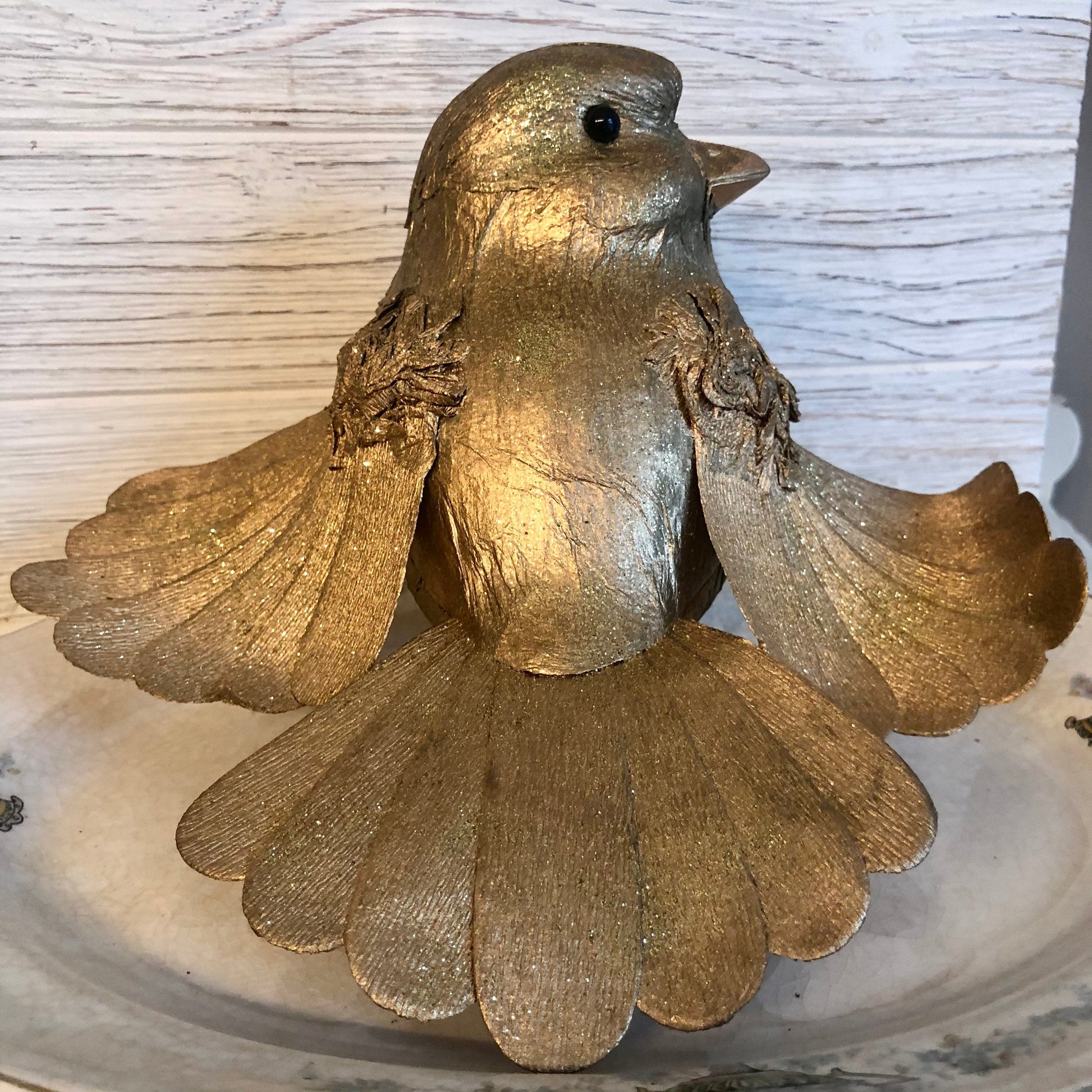 Shabby Chic Style Golden Bird | Decorative Paper Bird