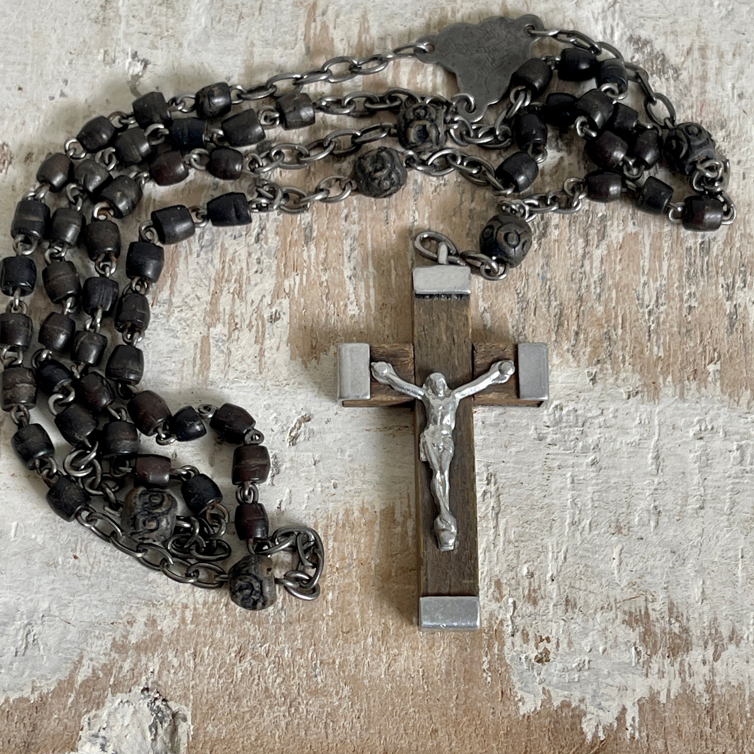 Vintage Black Petite Bead Rosary - France