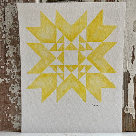 Nordic Star Watercolor Print in Yellow